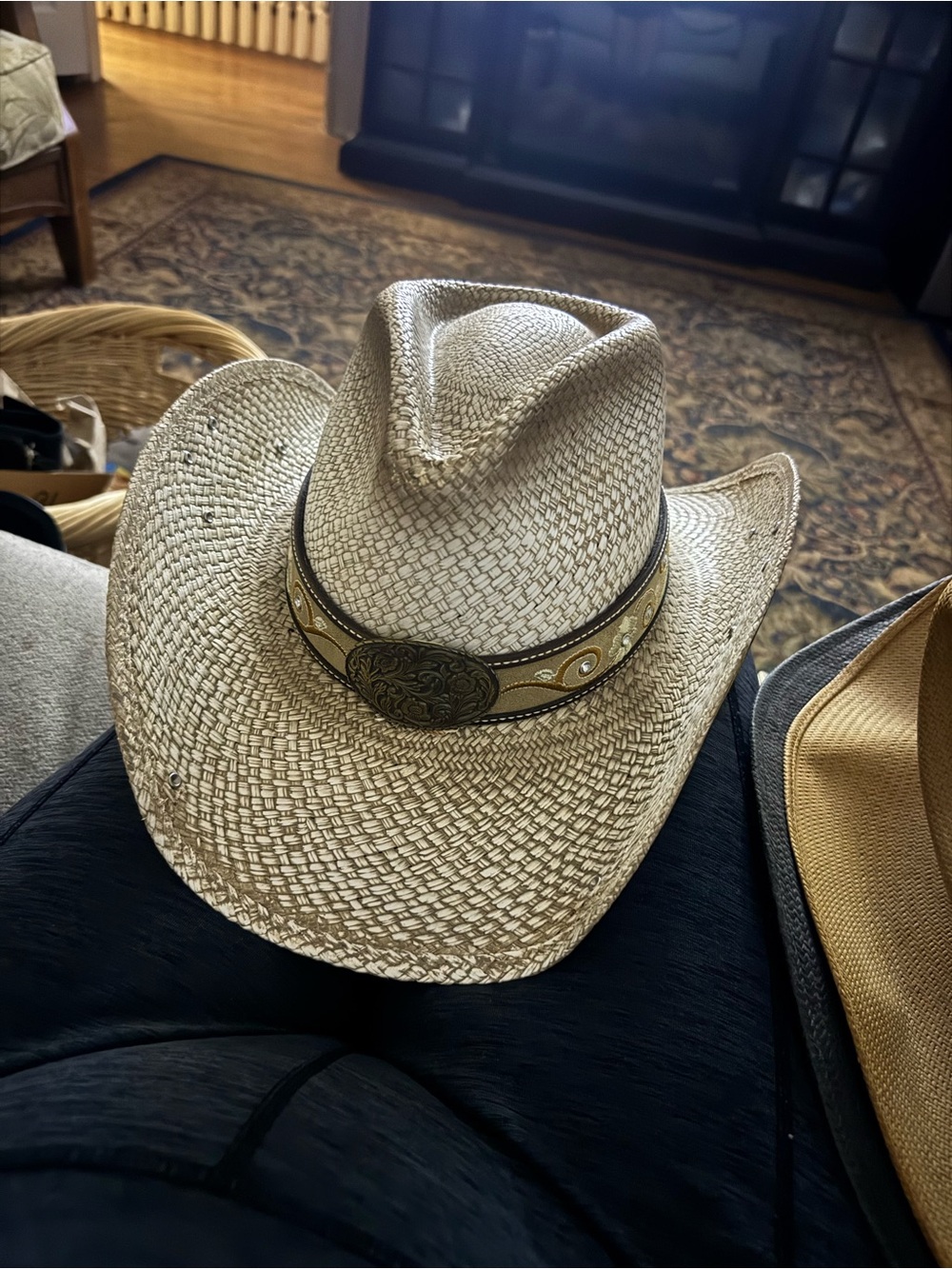 Standout Stylish Stampede Woven Cowboy Hat, Decorative Leather/accents band